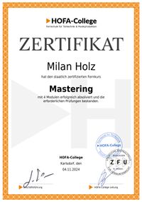 HOFA Mastering Zertifikat