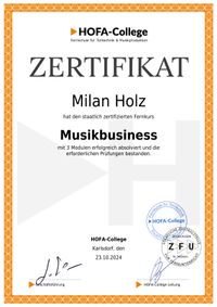 HOFA Musikbusiness Zertifikat