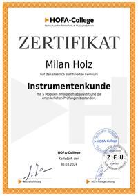 HOFA Instrumentenkunde Zertifikat